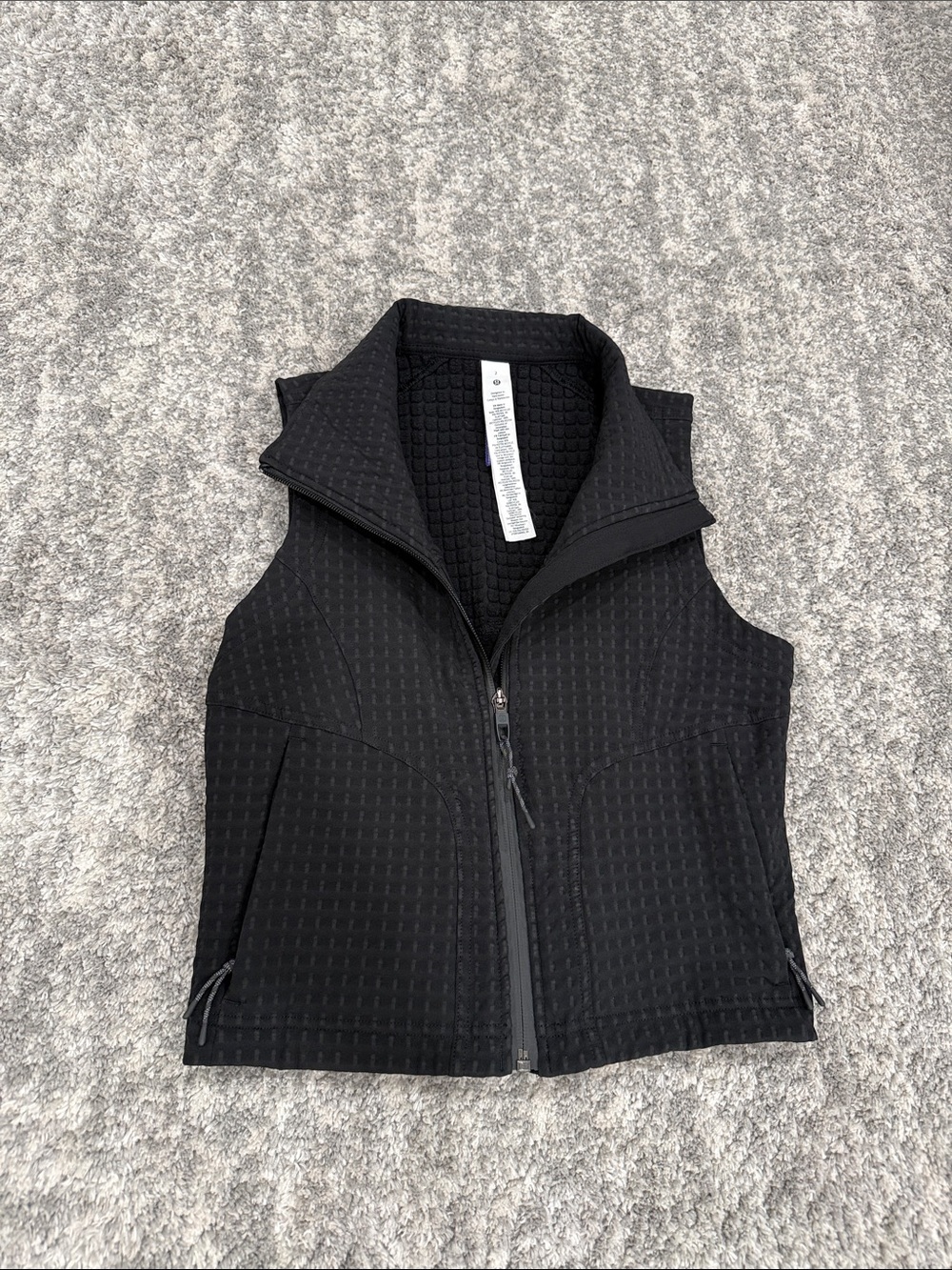 lululemon athletica Black Quilted Zip Vest with Stand Collar